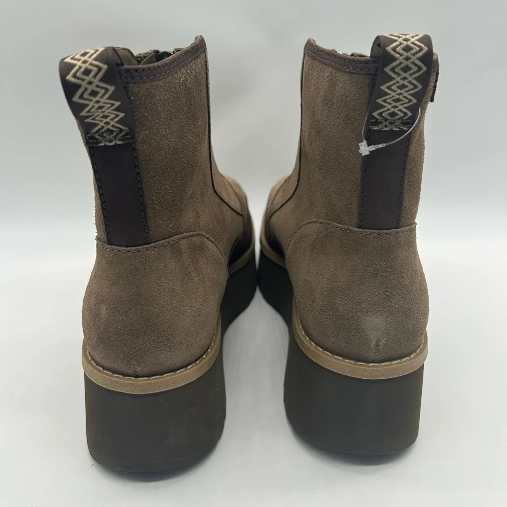 UGG Brown Suede Platform Ankle Boots Zip Front Women’s Size 11